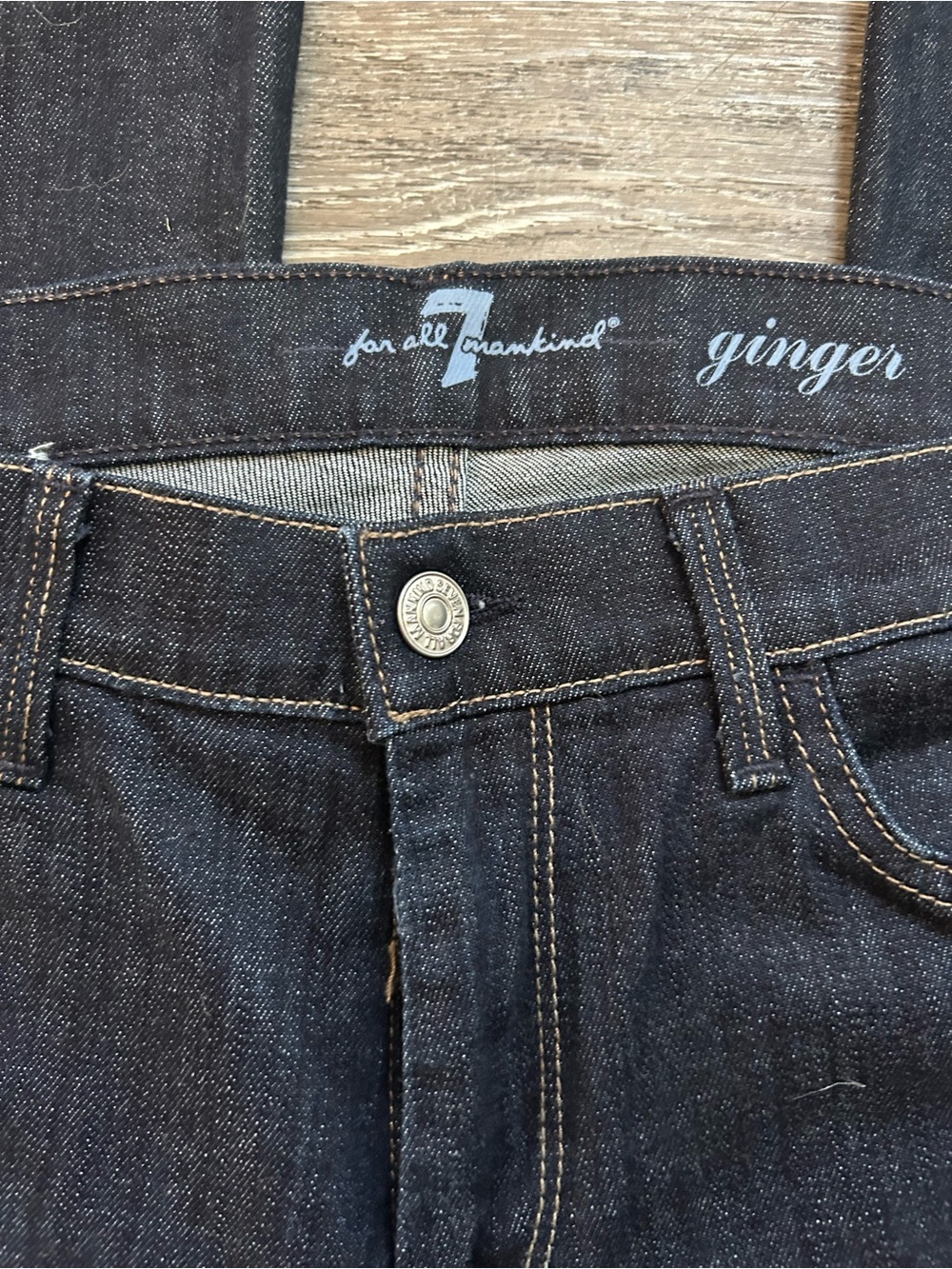 7 For All Mankind Dark Blue Wide Leg Jeans - Picture 3 of 7